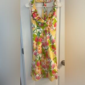 Lilly Pulitzer Floral Halter Dress - Pink, Green, Yellow